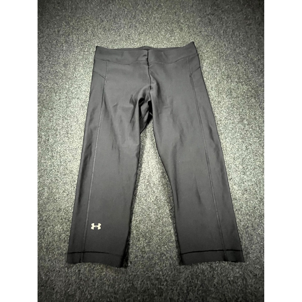 Under Armour Capri Leggings Womens Small Black Stretch Crop Compression Athletic